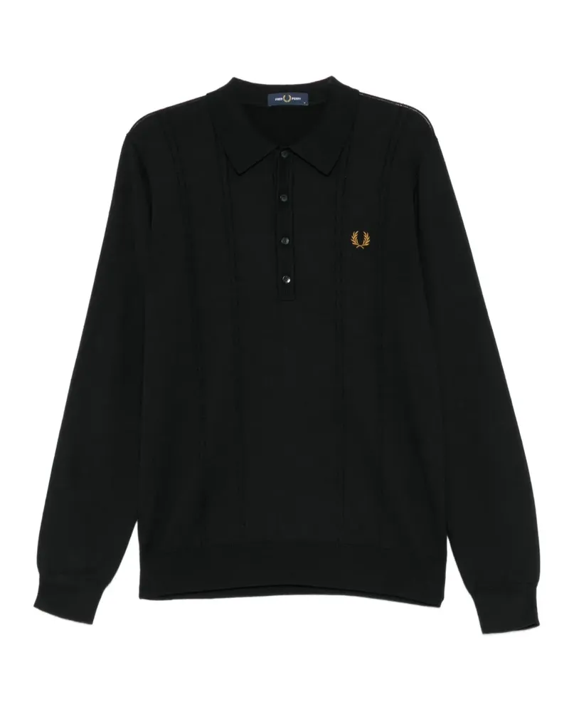 Fred Perry logo-embroidered polo shirt - Schwarz Schwarz
