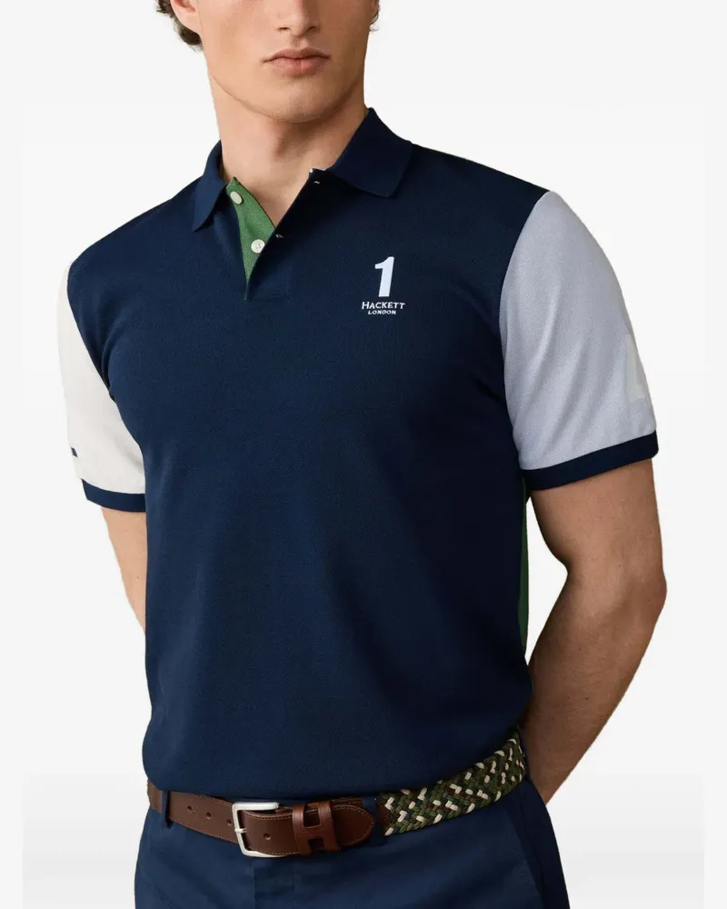 Hackett Heritage Poloshirt in Colour-Block-Optik - Blau Blau