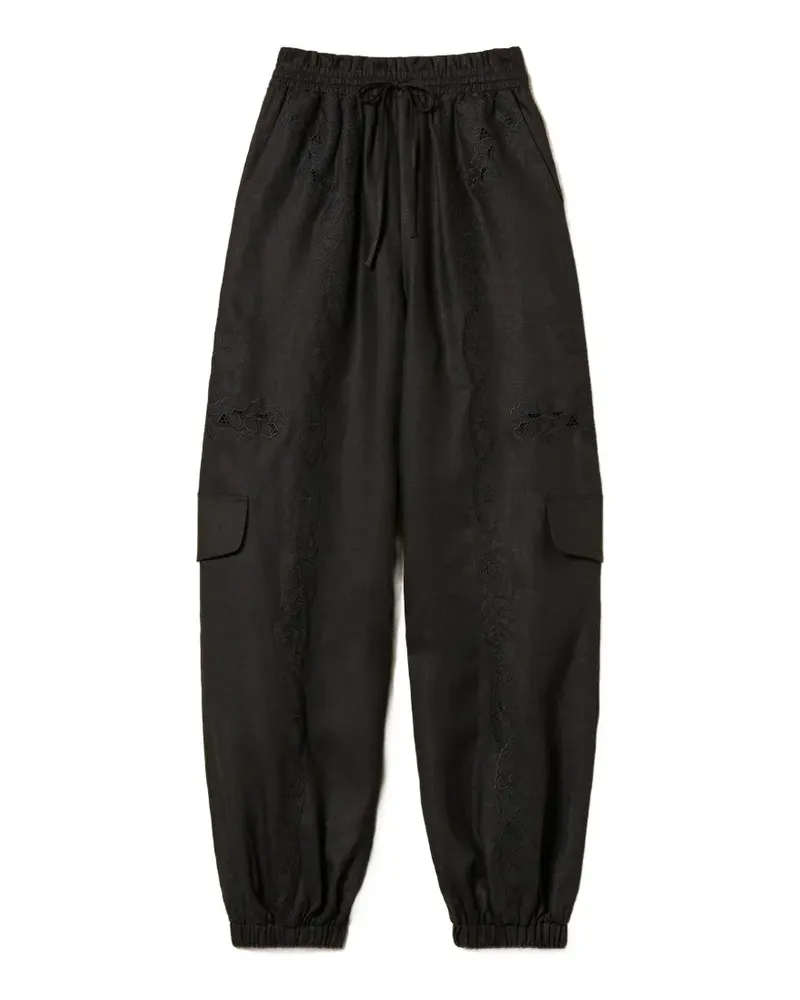 Twin-Set Kleid mit Spitzeneinsatz - Schwarz Schwarz