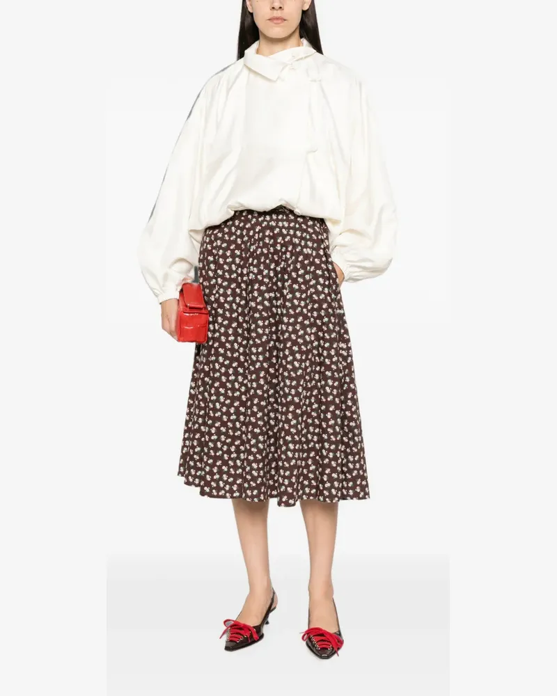 MSGM floral-print pleated midi skirt - Braun Braun