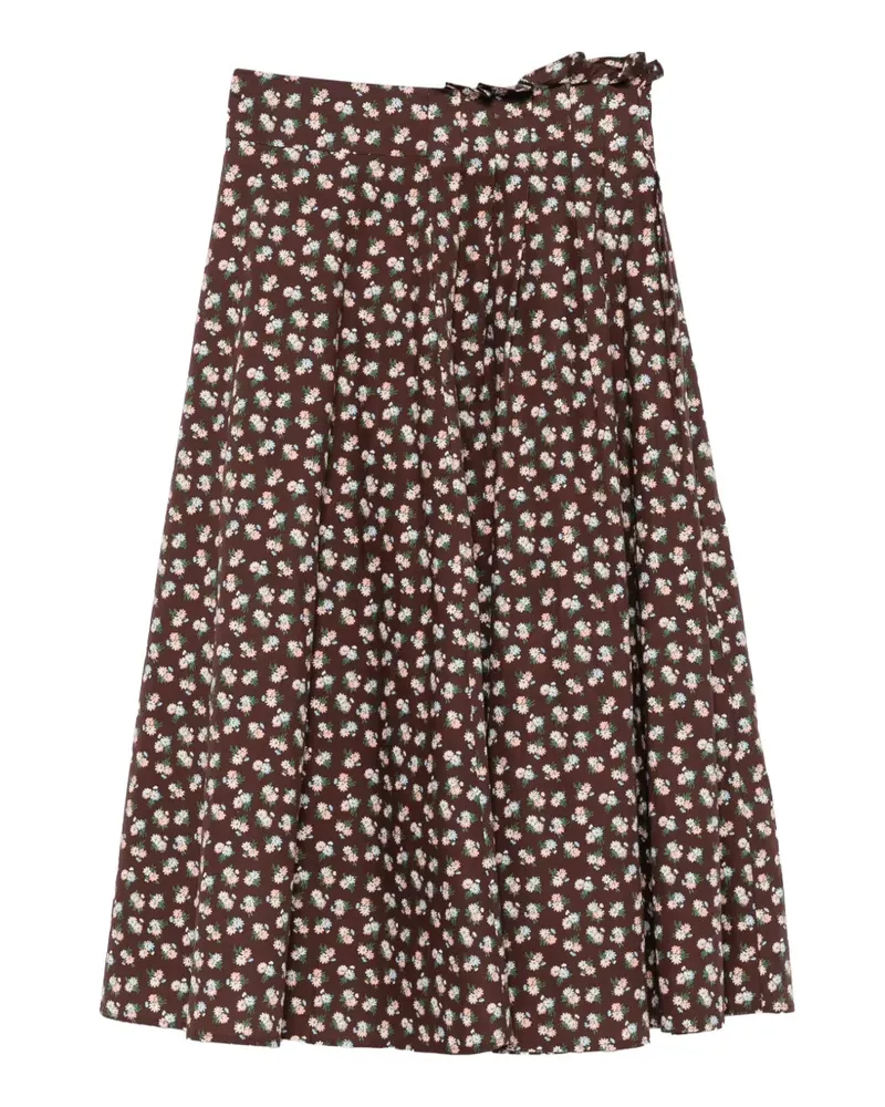 MSGM floral-print pleated midi skirt - Braun Braun