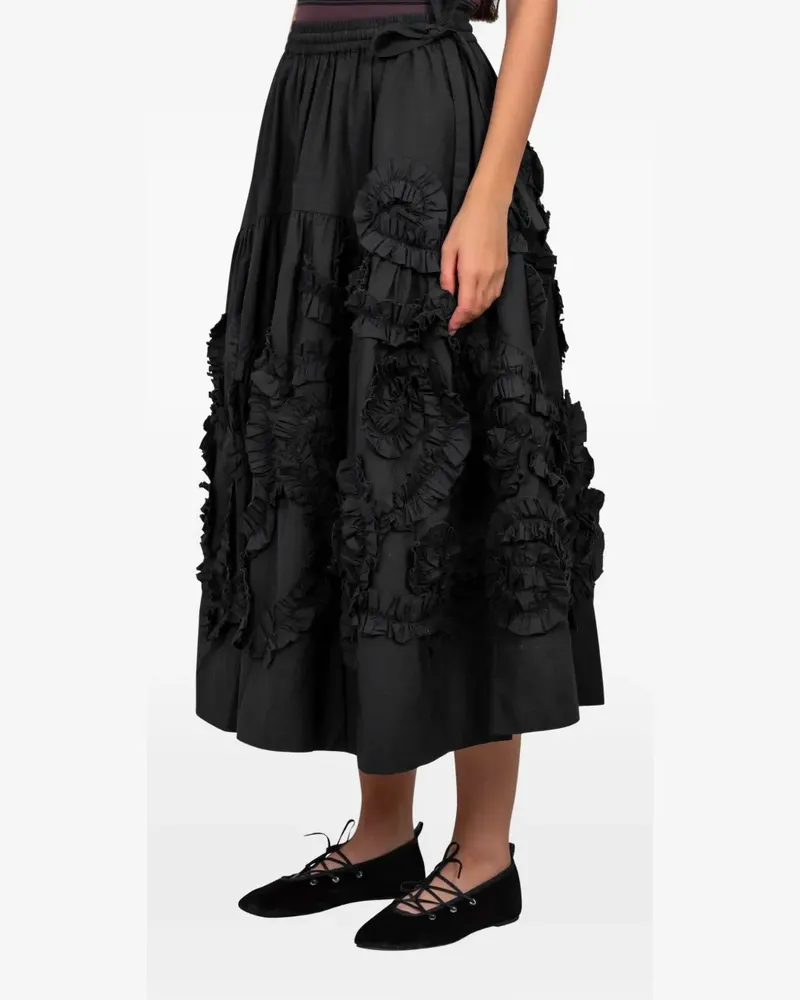 STORY mfg. Orbit ruffled midi skirt - Schwarz Schwarz