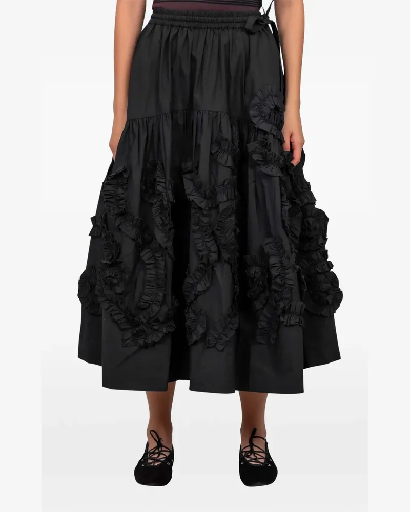 STORY mfg. Gerüschter Orbit Midirock - Schwarz Schwarz