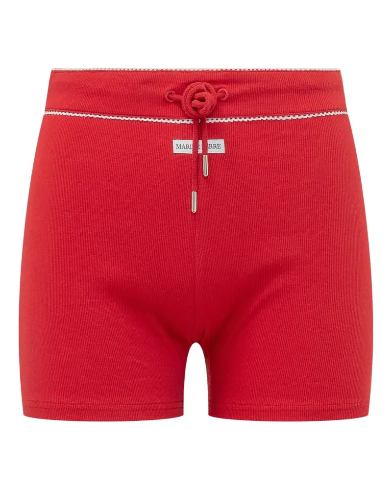 Marine Serre ribbed-knit drawstring mini shorts - Rot Rot