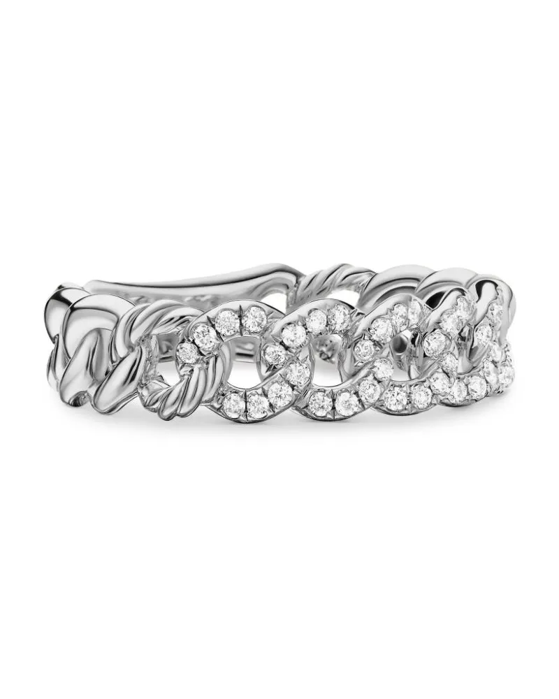 David Yurman Belmont Curb Link Sterlingsilber-Ring mit Diamanten (5mm Silber