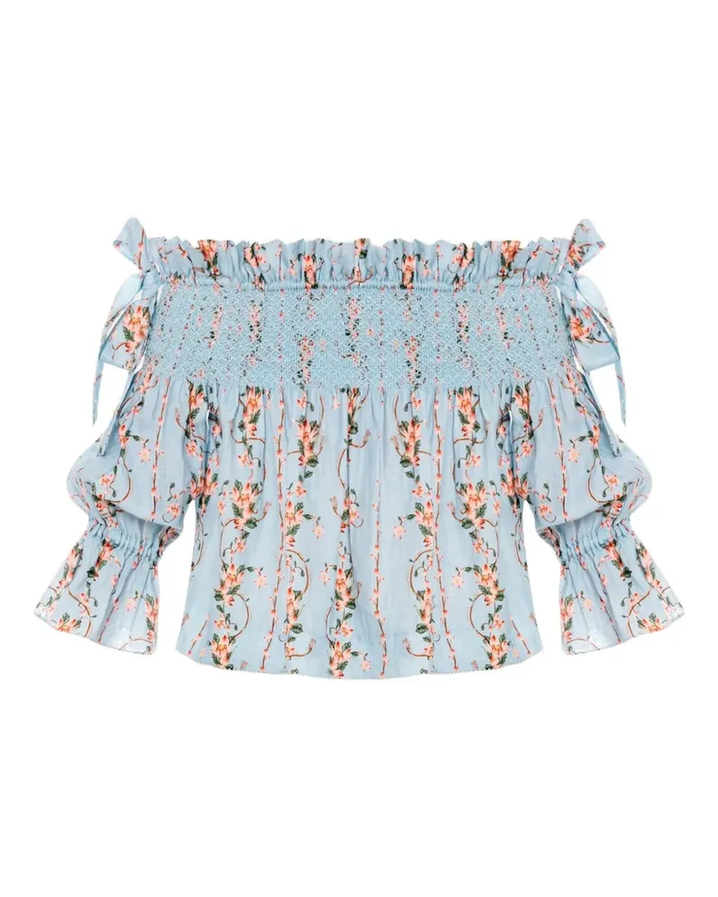 AGUA BENDITA Isla Navegante Bluse mit Blumenprint - Blau Blau