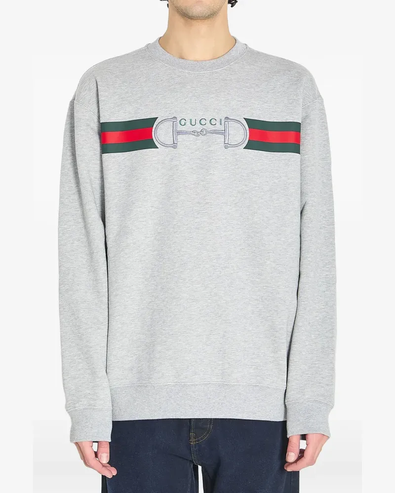 Gucci striped logo crew-neck sweatshirt - Grau Grau
