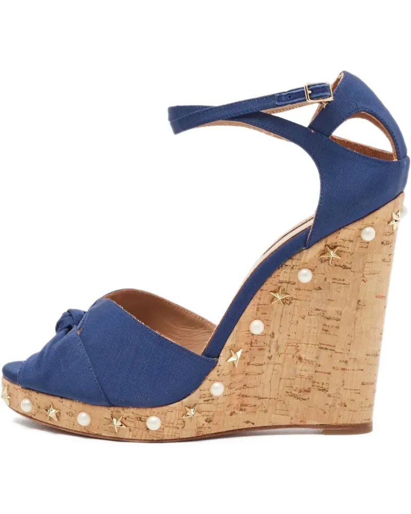 Aquazzura Pre-owned Peeptoe-Sandalen mit Wedge-Absatz 130mm - Blau Blau