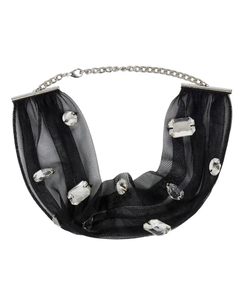 David Koma Tüll-Choker mit Kristallverzierung - Silber Silber