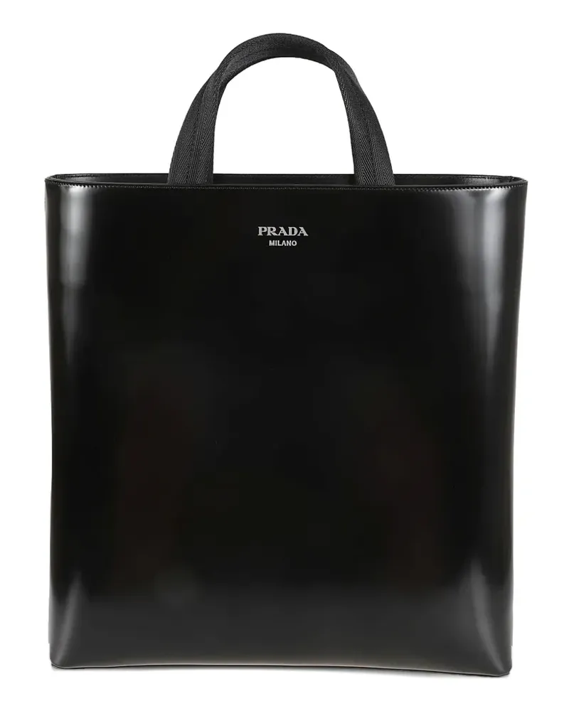 Prada handle leather tote bag - Schwarz Schwarz