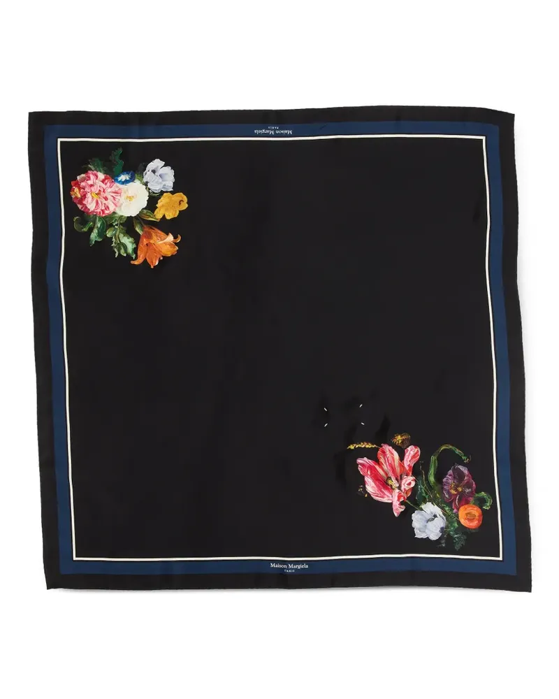 Maison Margiela Schal mit Blumenprint - Schwarz Schwarz