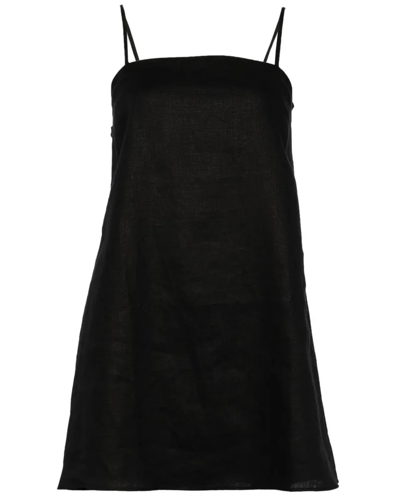 Reformation Aubree Leinenkleid - Schwarz Schwarz
