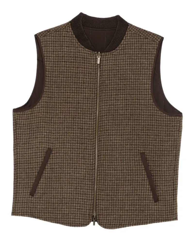 MC2 Saint Barth Spencer houndstooth-pattern gilet - Braun Braun