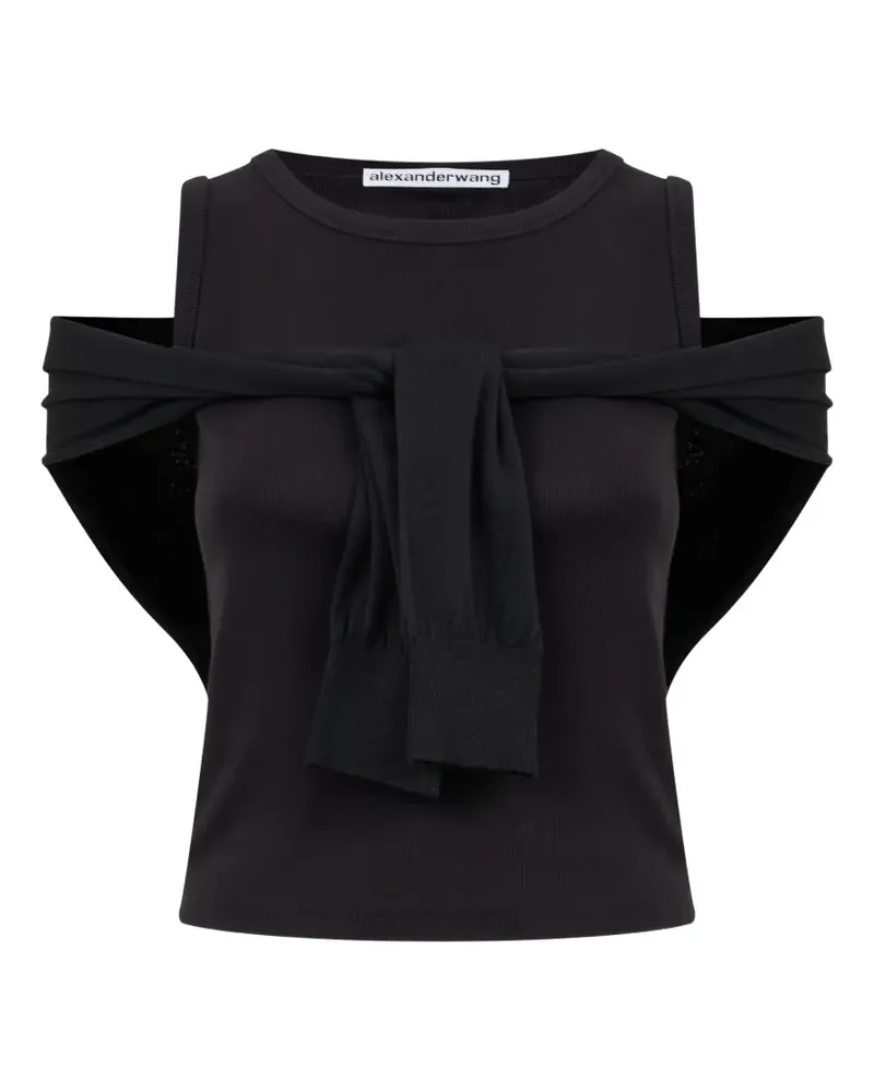 Alexander Wang layered tie-front tank top - Schwarz Schwarz