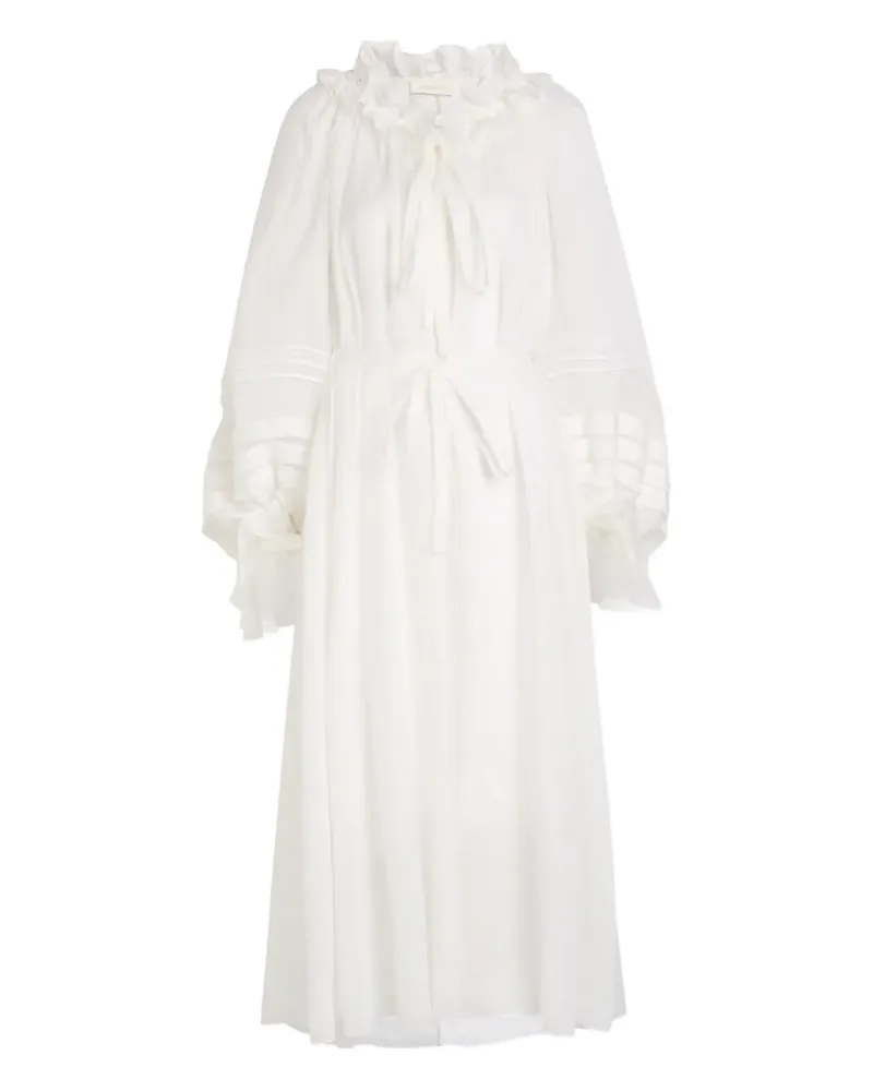 Zimmermann ruffled tie midi dress - Weiß Weiß