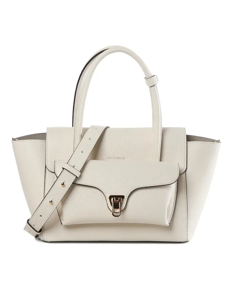 Coccinelle Double Beat flap-pocket leather tote bag - Nude Nude