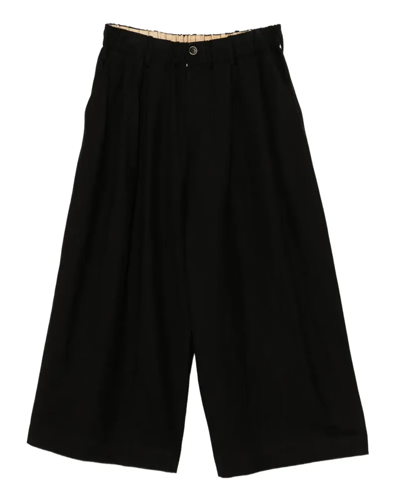Uma Wang Wide-Leg-Hose mit Bundfalten - Schwarz Schwarz