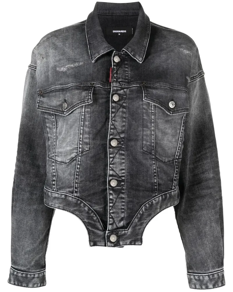 Dsquared2 Klassische Cropped-Jeansjacke - Schwarz Schwarz