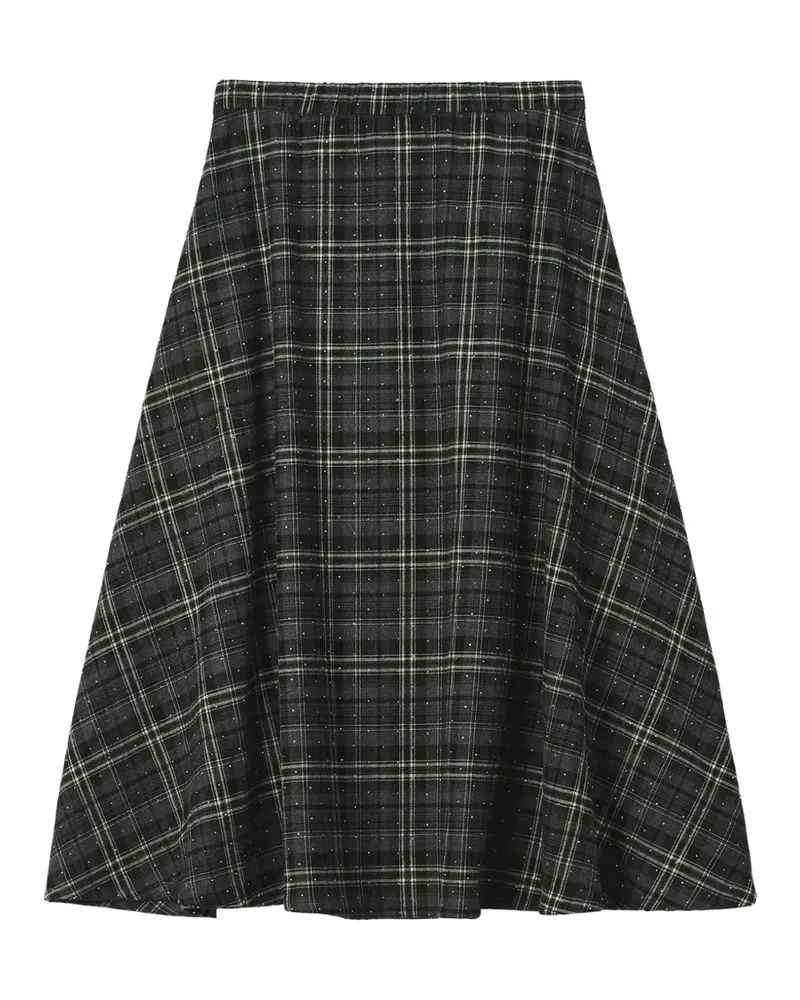 b+ab Karierter Midirock mit Strass - Schwarz Schwarz