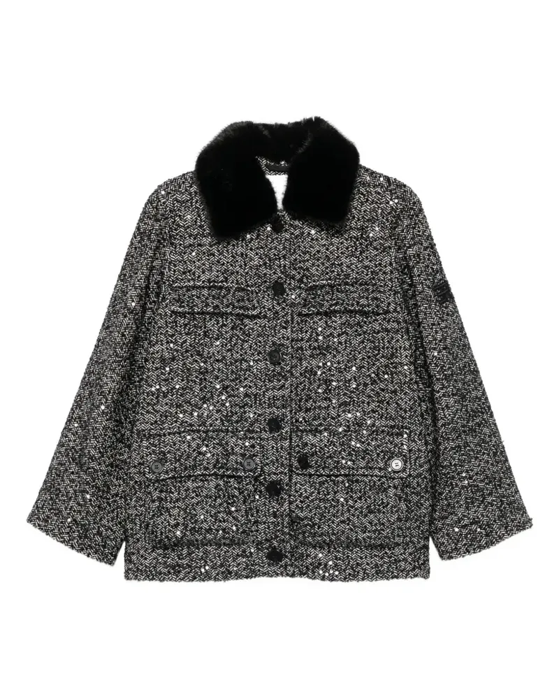 Ermanno Scervino Fischgrätenjacke mit Pailletten - Schwarz Schwarz