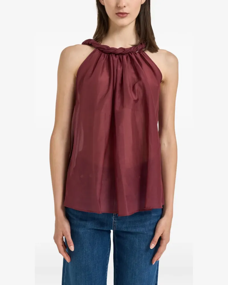 Semicouture braided-neck sleeveless blouse - Rot Rot