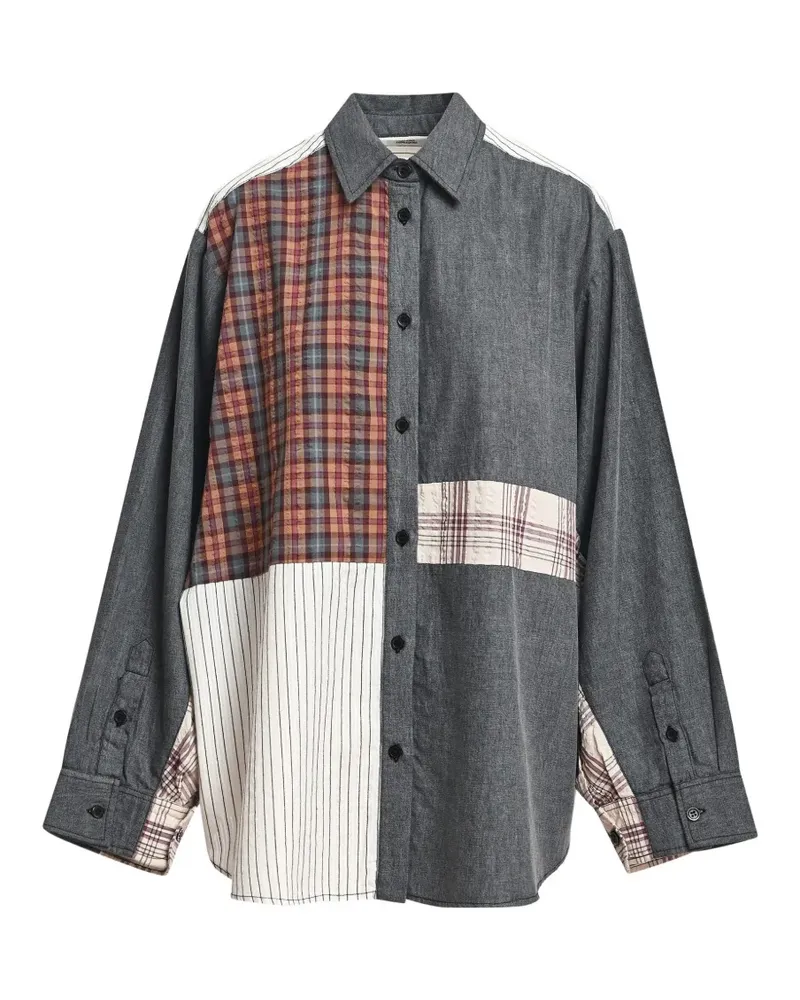 Essentiel Kingsley Hemd im Patchwork-Look - Grau Grau