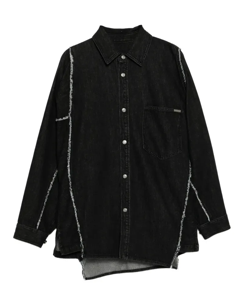 SONGZIO Ausgefranstes Hemd mit Stickerei - Schwarz Schwarz