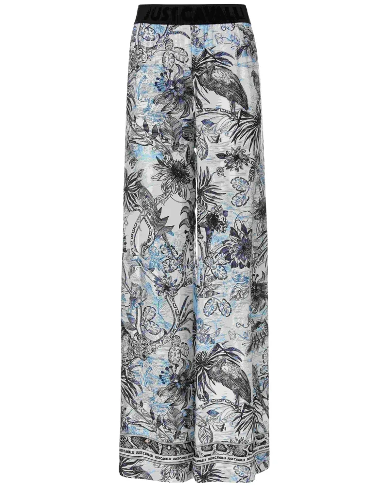 Just Cavalli Hose mit Blumen-Print - Weiß Weiß