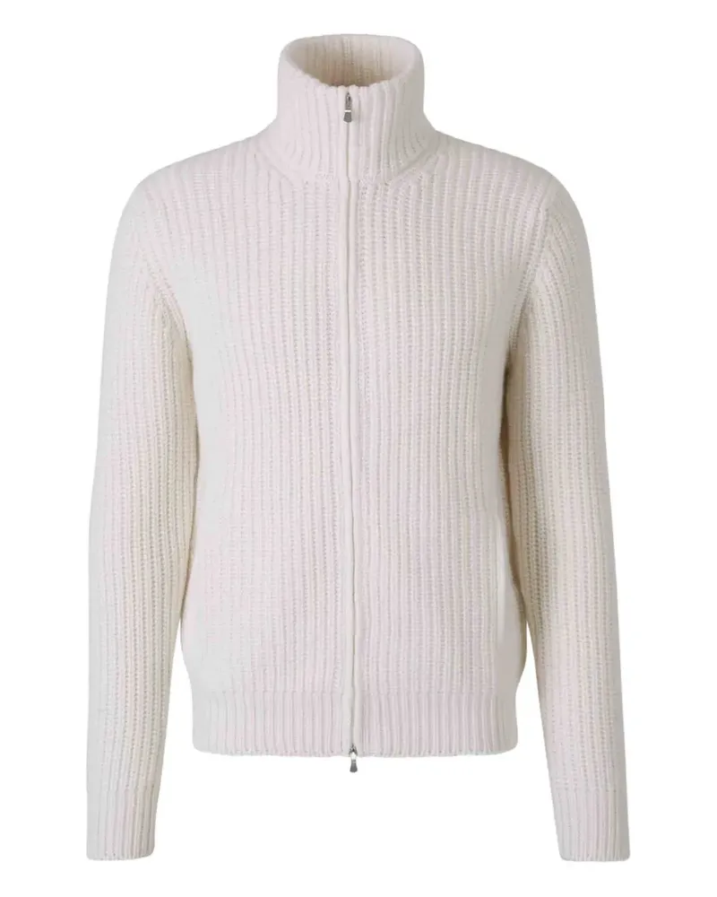 Gran Sasso Gerippter Cardigan mit Reißverschluss - Weiß Weiß