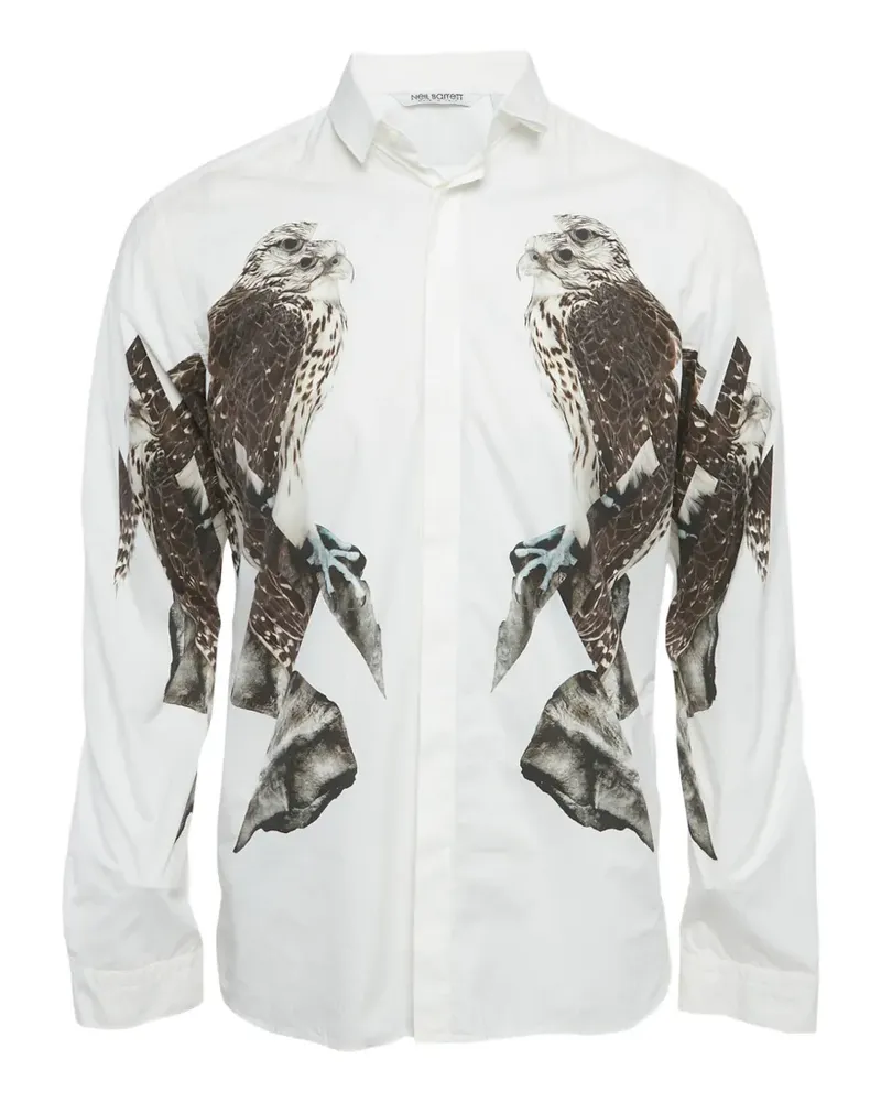 Neil Barrett Hemd mit Adler-Print - Weiß Weiß