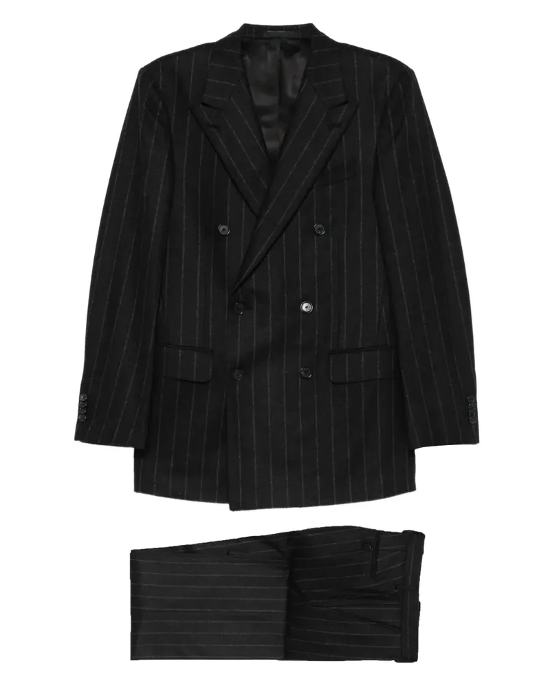 Caruso pinstripe double-breasted suit - Schwarz Schwarz