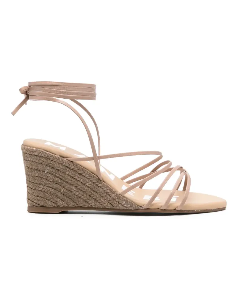 Manebí leather lace-up wedge sandals - Nude Nude