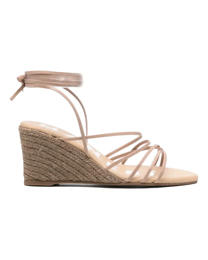 Manebí leather lace-up wedge sandals - Nude Nude