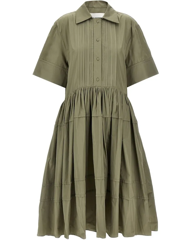 Jil Sander Hemdkleid mit Falten - Grün Grün