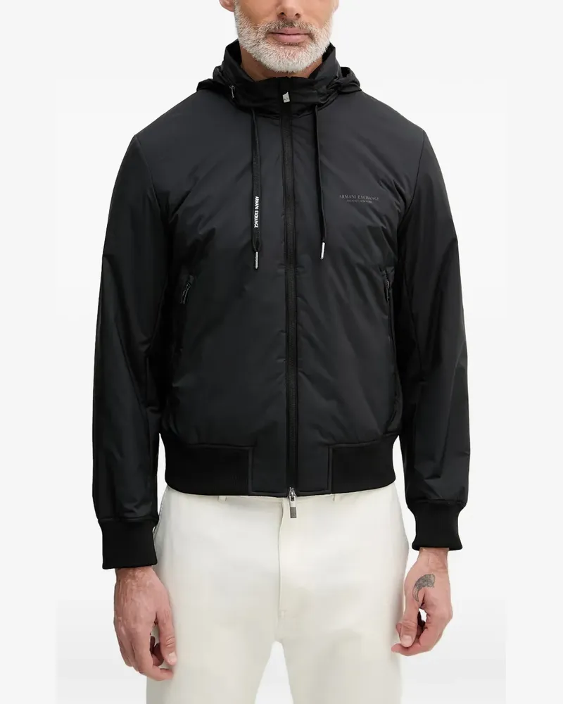 Armani Exchange Kapuzenjacke mit Logo-Print - Schwarz Schwarz