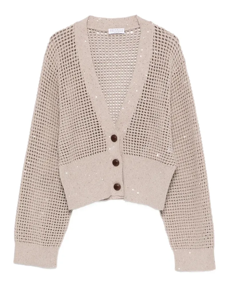 Brunello Cucinelli sequin-embellished cardigan - Nude Nude