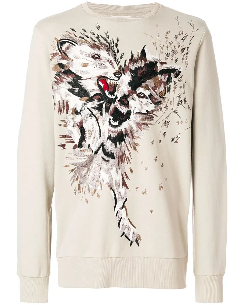 IH NOM UH NIT Sweatshirt mit Wolfs-Print Neutrals