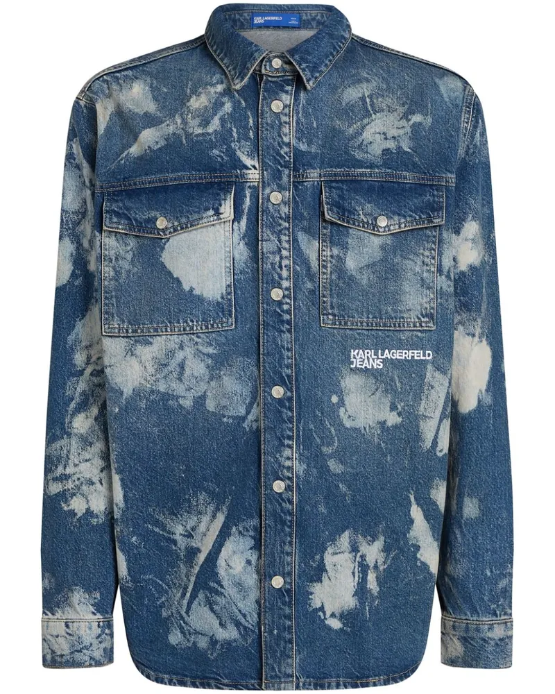 Karl Lagerfeld Hemd mit Bleach-Effekt - Blau Blau