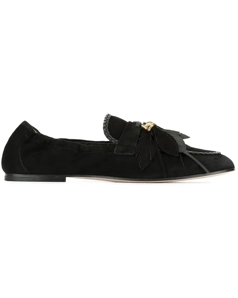 TOD'S Loafer mit Federapplikation - Schwarz Schwarz