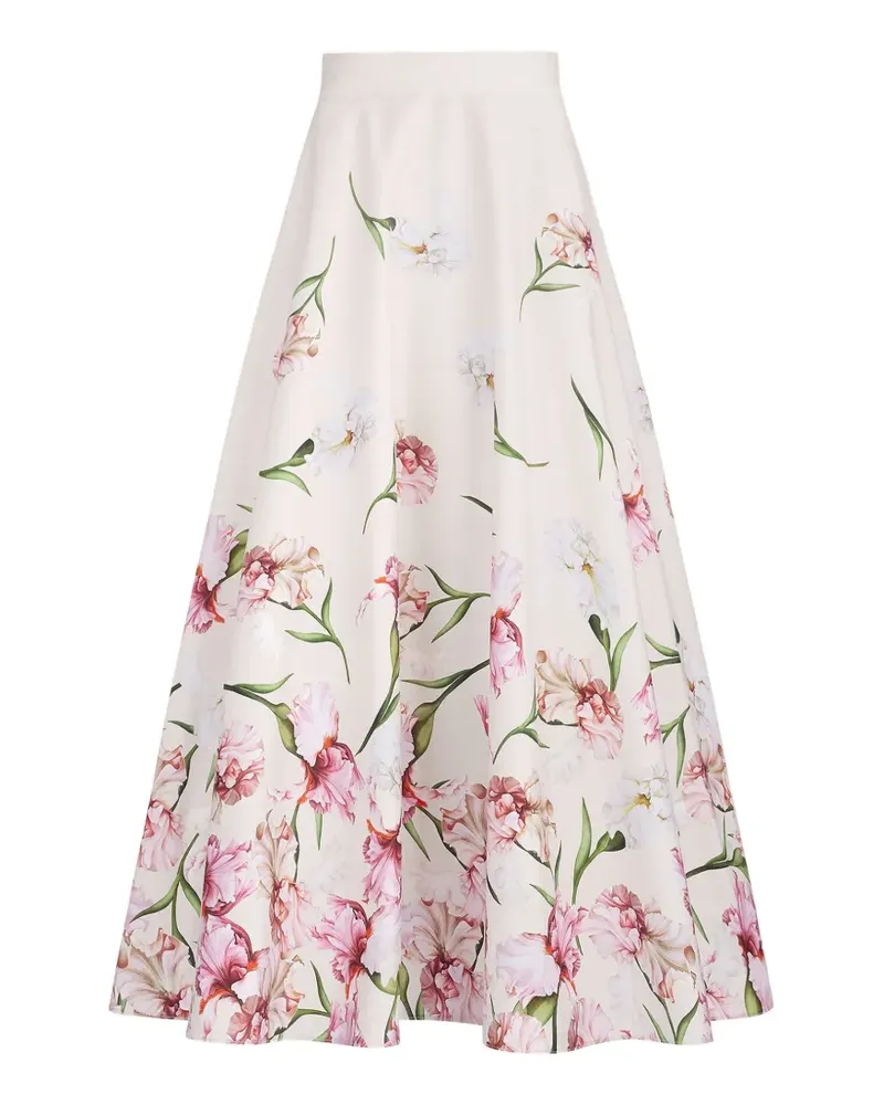 Oscar de la Renta Midirock in A-Linie mit Iris-Print - Nude Nude