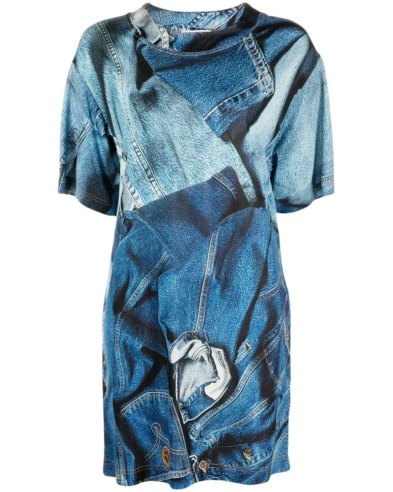 Moschino Hemdkleid mit Print - Blau Blau