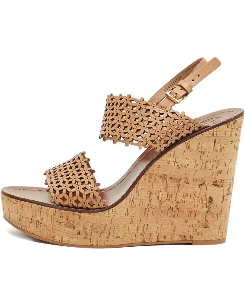 Tory Burch Daisy leather wedge-heel sandals - Nude Nude