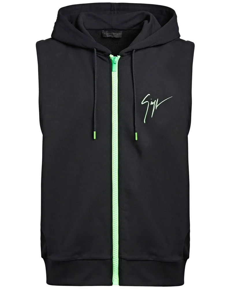 Giuseppe Zanotti Ärmelloser Hoodie mit Logo-Print - Schwarz Schwarz