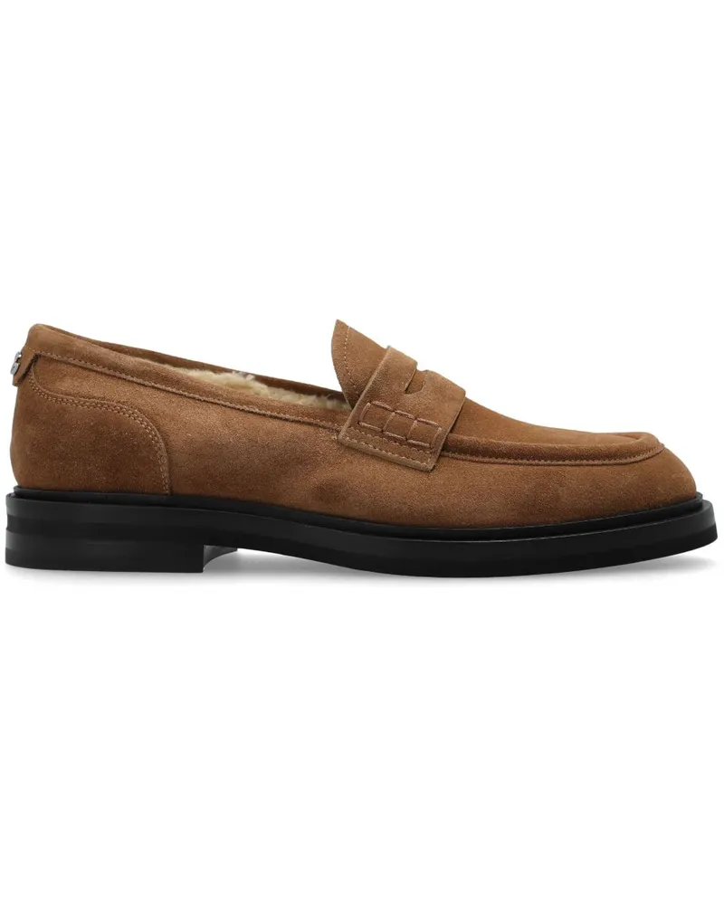 Dolce & Gabbana Loafer aus Wildleder mit Logo-Schild - Braun Braun