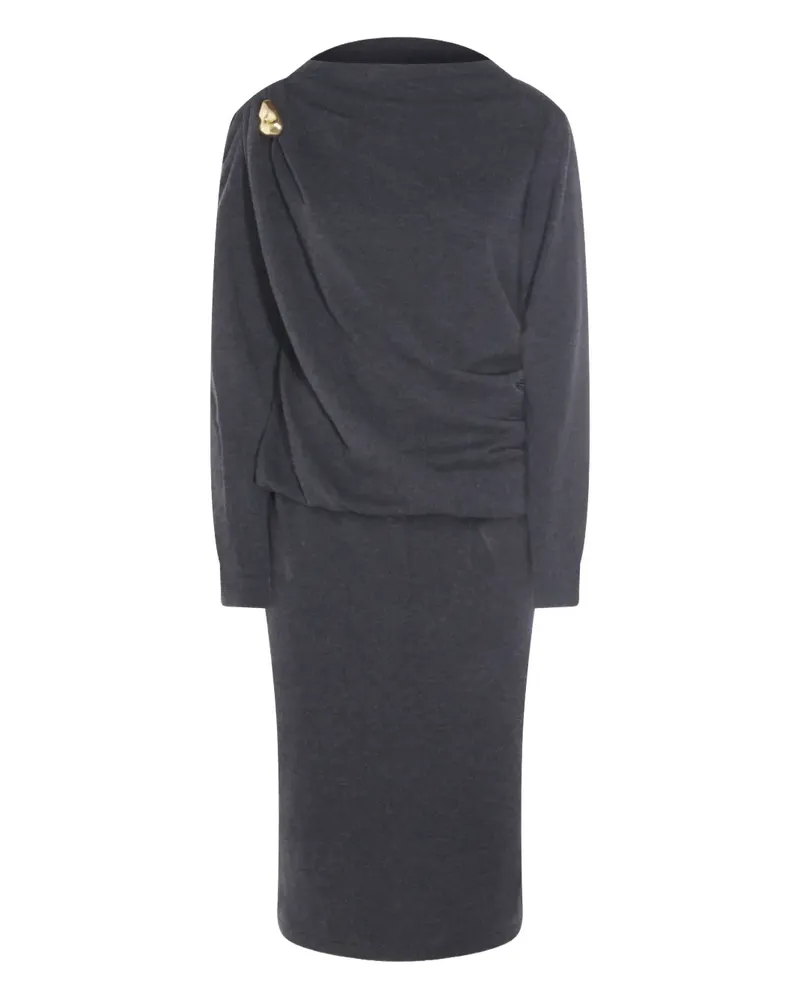 Fabiana Filippi Drapiertes Midikleid mit Verzierung - Grau Grau