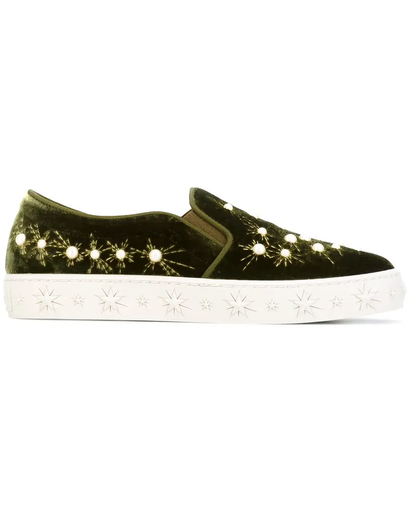 Aquazzura Cosmic Pearls' Slip-On-Sneakers - Grün Grün