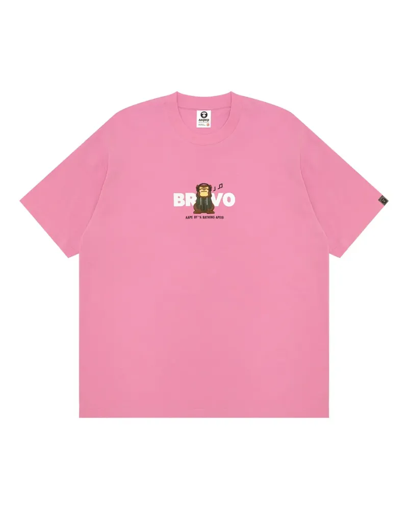 BAPE Bravo T-Shirt mit Affenverzierung - Rosa Rosa
