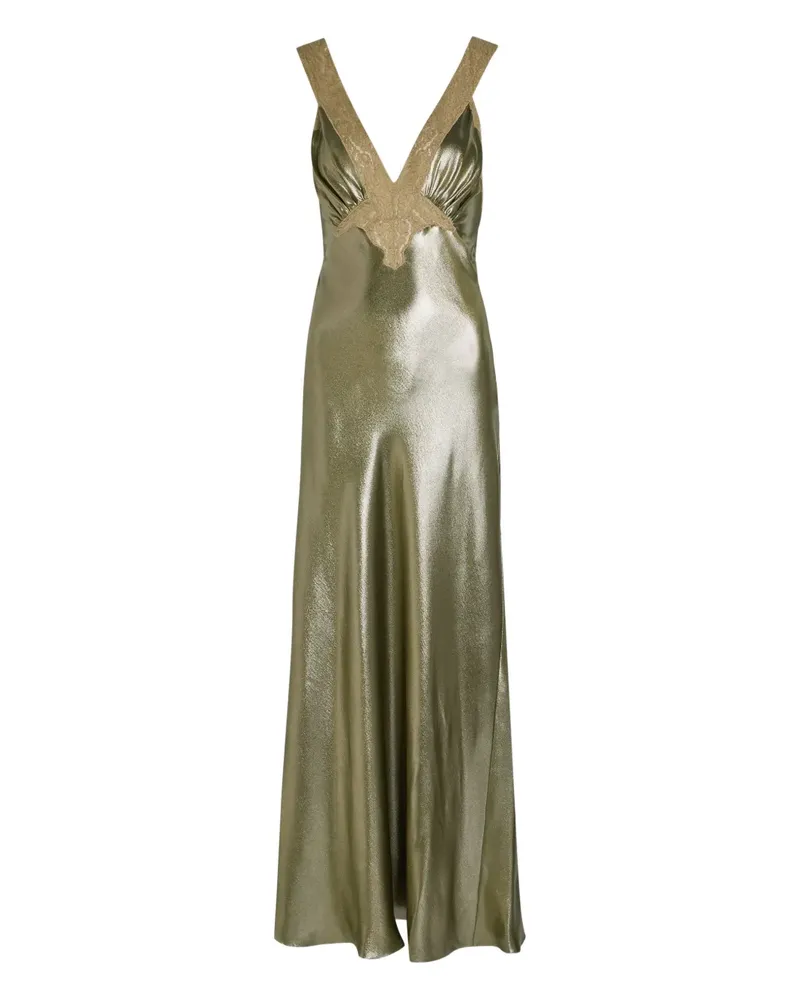 Saint Laurent Maxikleid mit V-Ausschnitt - Grün Grün