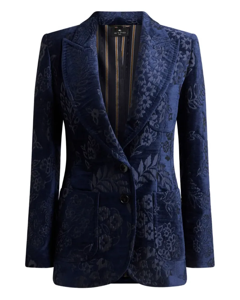 Etro Sakko mit Jacquard-Blumenmuster - Blau Blau