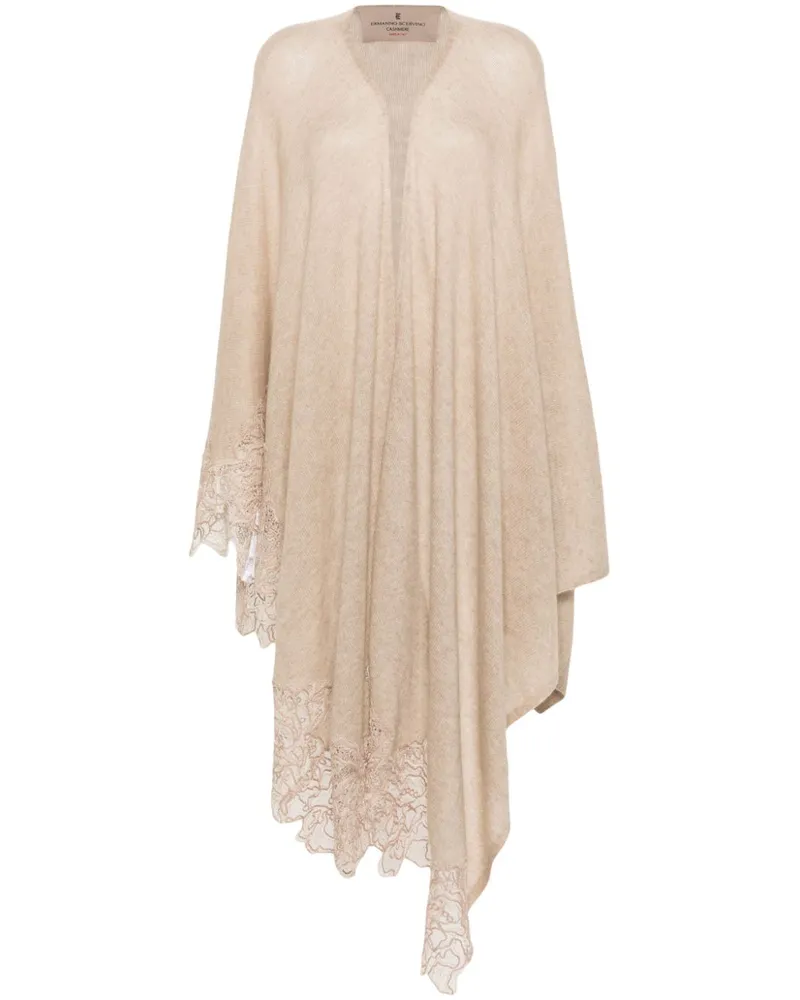 Ermanno Scervino Florales Cape aus Spitze Braun